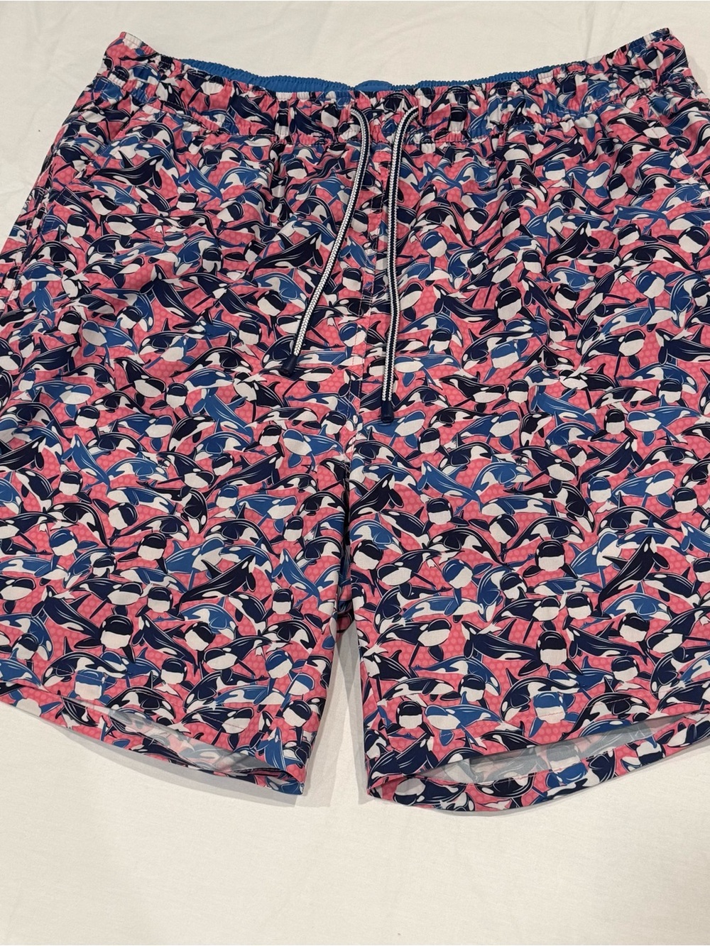 Peter Millar Swim Trunks Mens Large Multicolor Whale Orca Print Drawstring